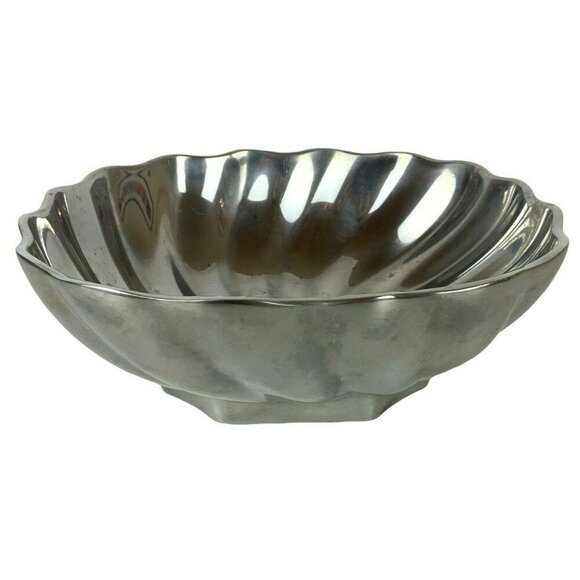 Wilton Armetale Pewter Scalloped Square Fluted Eddy Serving Bowl - Picture 1 of 7